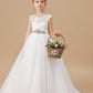 Ivory Floor-length Bowknot Tulle Flower Girl Dresses With Rhinestones Sash