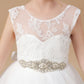 Ivory Floor-length Bowknot Tulle Flower Girl Dresses With Rhinestones Sash