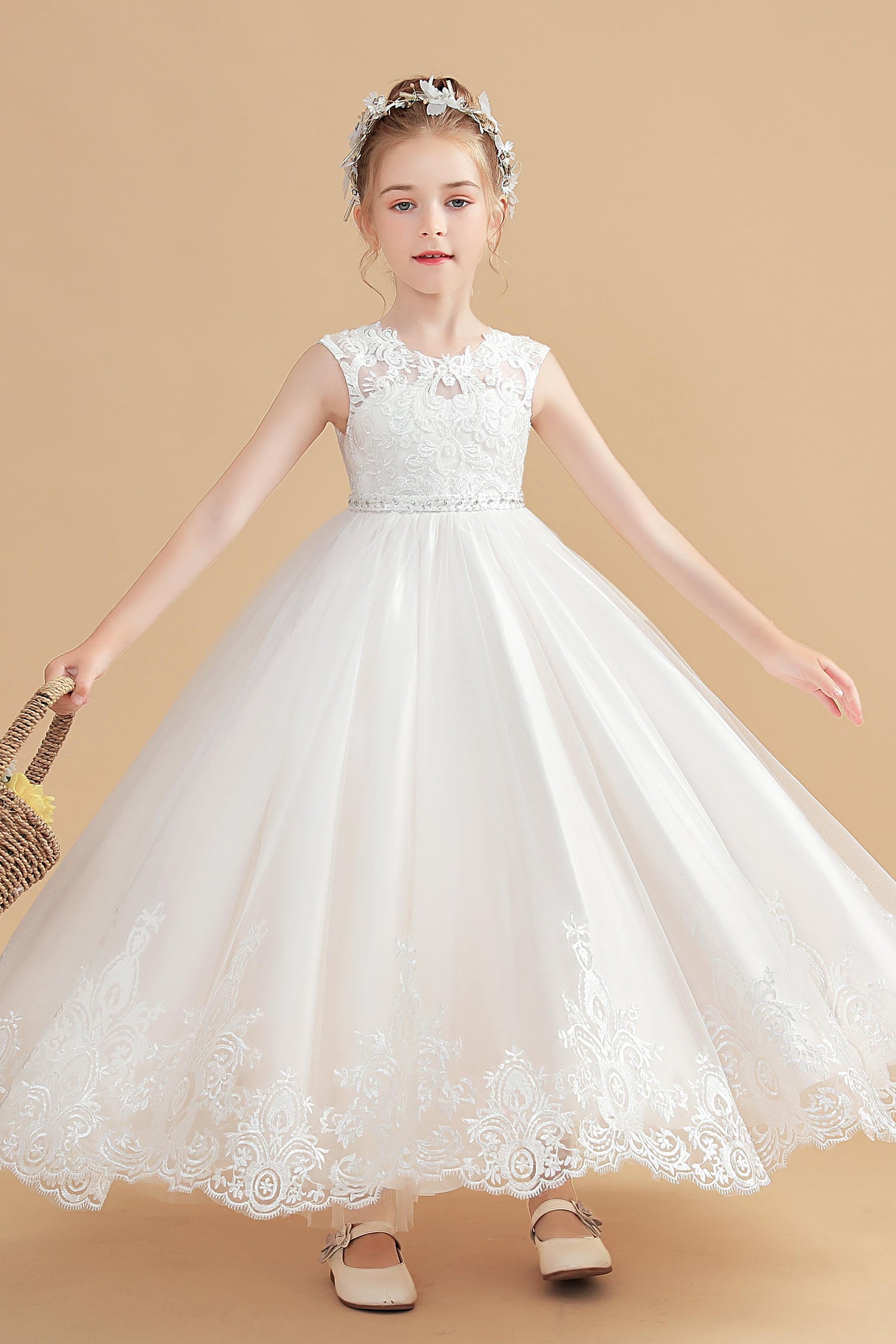 Beautiful Cap Sleeves Princess Flower Girl Dress Online