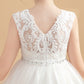 Cute Cap Sleeves Ivory Tulle Flower Girl Dresses With Beading
