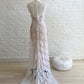 White Sheath Sweep Train Sleeveless Lace Wedding Dresses