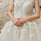 Ivory Ball Gown Chapel Train Capped Sleeve Appliques Beading Wedding Dress,Wedding Gowns