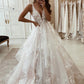 Charming A Line V Neck Tulle Wedding Dresses with Appliques