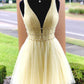 Yellow Sparkly Beading Short Prom Dresses Sequins Homecoming Dresses