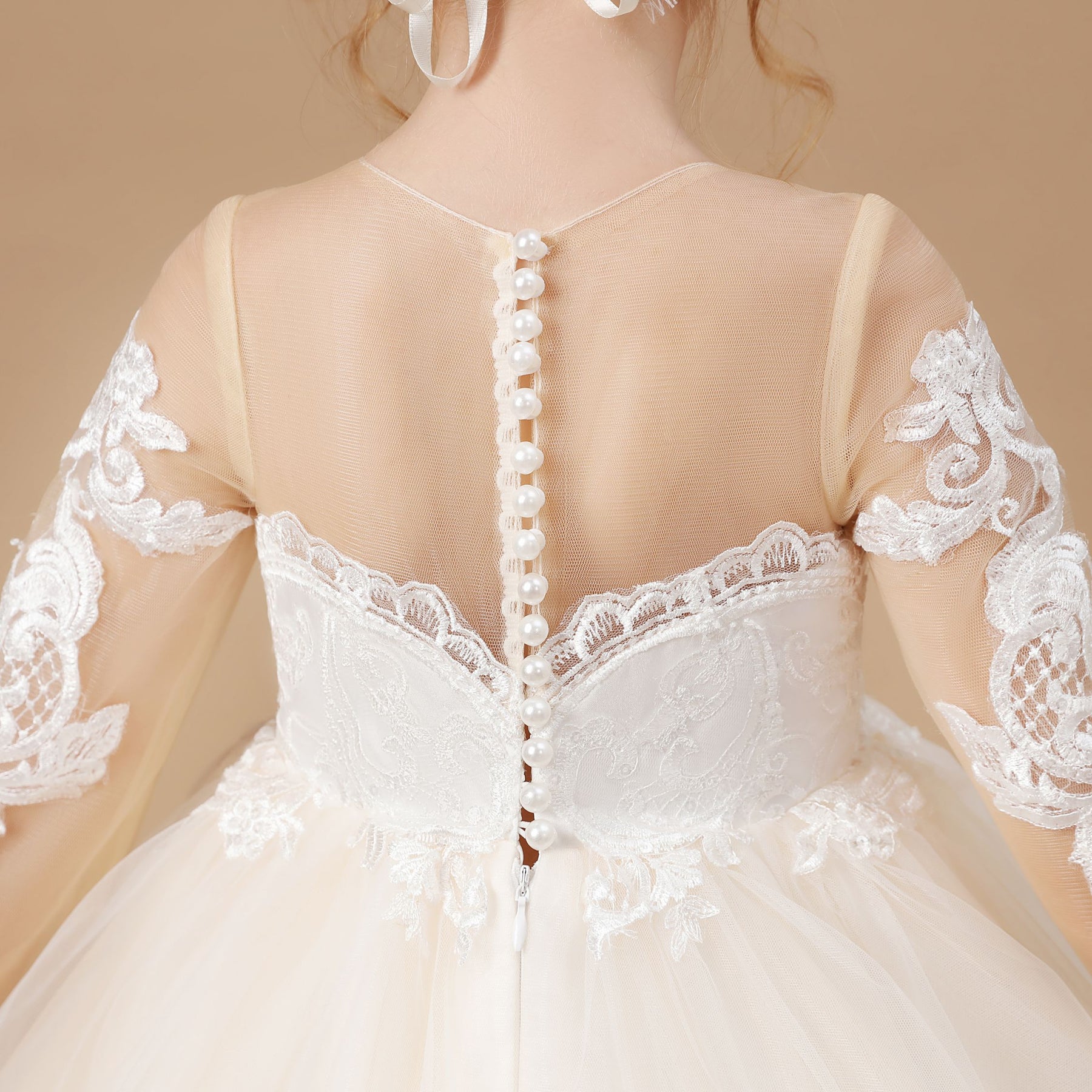 Long Sleeves Satin Flower Girl Dress for Ankle Length Look main image 1