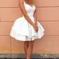 Excellent V-neck Satin Short Length Ball Gown Homecoming Dresses