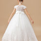 Princess Lace Tulle Satin Flower Girl Dresses With Bowknot