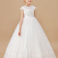 Princess Lace Tulle Satin Flower Girl Dresses With Bowknot