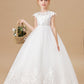 Princess Lace Tulle Satin Flower Girl Dresses With Bowknot