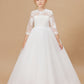 Princess Lace Tulle Satin Flower Girl Dresses