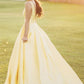 Yellow Sleeveless A Line Long Prom Dresses