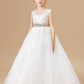 Ivory Sleeveless Tulle Satin Flower Girl Dresses With Champagne Bowknot