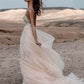 Elegant Spaghetti Straps Backless V Neck Sleeveless With Beaded Wedding Dresses