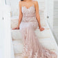 Dusty Rose Lace Mermaid School Party Gown Formal Evening Dresses Long Prom Dresses