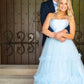 A Line Tulle Princess Formal Evening Dresses Sky Blue Long Prom Dresses