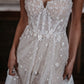 Gorgeous Spaghetti Straps A Line Slit Tulle Wedding Dresses