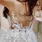 Cute A Line V Neck Tulle Wedding Dresses with Appliques