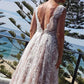 Gorgeous Deep V Neck Open Back With Lace Appliques Wedding Dresses
