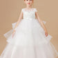 Ivory Multi-layered Tulle Ruffled Satin Flower Girl Dresses With Bow