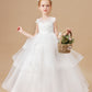 Ivory Multi-layered Tulle Ruffled Satin Flower Girl Dresses With Bow