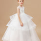 Ivory Multi-layered Tulle Ruffled Satin Flower Girl Dresses With Bow