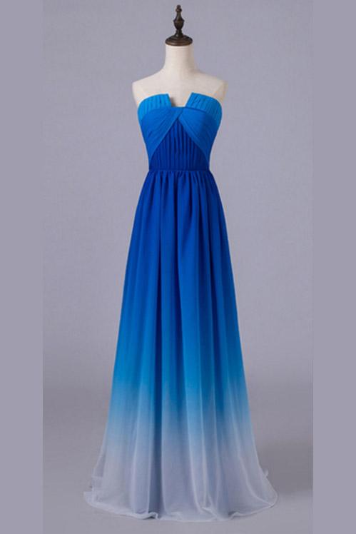 Simple Elegant Ombre Chiffon A-line Bridesmiad Dresses For Wedding Prom Gowns