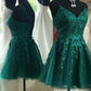 Peacock Lace Appliques Homecoming Dresses A-line V-neck Short Prom Dresses
