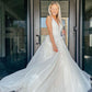 V Neck Tulle Elegant A Line Wedding Dresses With Appliques Lace Long Prom Dresses