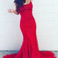Mermaid Lace Appliques Red Spaghetti Straps Evening Dresses Long Prom Dresses