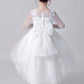 Round Neck Long sleeves Appliques With Beaded High Low Flower Girl Dresses
