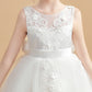 Tulle Sleeveless Ivory Flower Girl Dresses With Bowknot