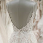 Impressive Spaghetti Straps V Neck Sleeveless Open Back With Lace Appliques Wedding Dresses