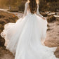 Charming A Line V Neck Tulle Wedding Dresses with Lace