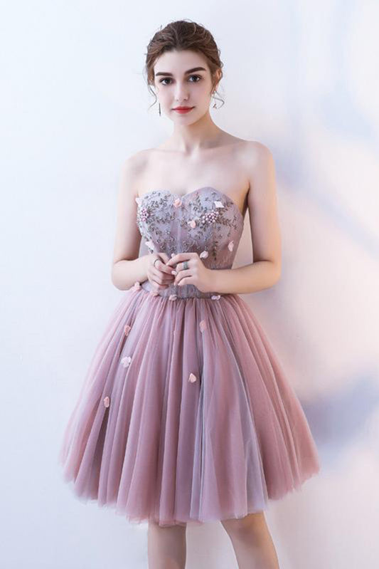 Charming Strapless Sweetheart Tulle A Line Homecoming Dress M619 - Ombreprom