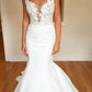 Mermaid Lace Wedding Dresseses V Neck Court Train Bridal Gowns