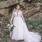 Elegant A Line Long Sleeves Plus Size Lace Wedding Dresses