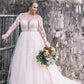 Elegant A Line Long Sleeves Plus Size Lace Wedding Dresses