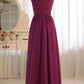 Simple Sleeveless Chiffon Strapless Floor Length Bridesmaid Dresses