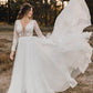 Charming A Line V Neck Tulle Wedding Dresses with Lace