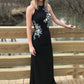 Elegant Long Black Beaded Formal Evening Gowns Mermaid Prom Dresses