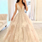 Charming Ball Gown V Neck Tulle Wedding Dresses with Appliques