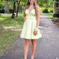 Elegant Daffodil A-line Satin Party Dresses Homecoming Dresses