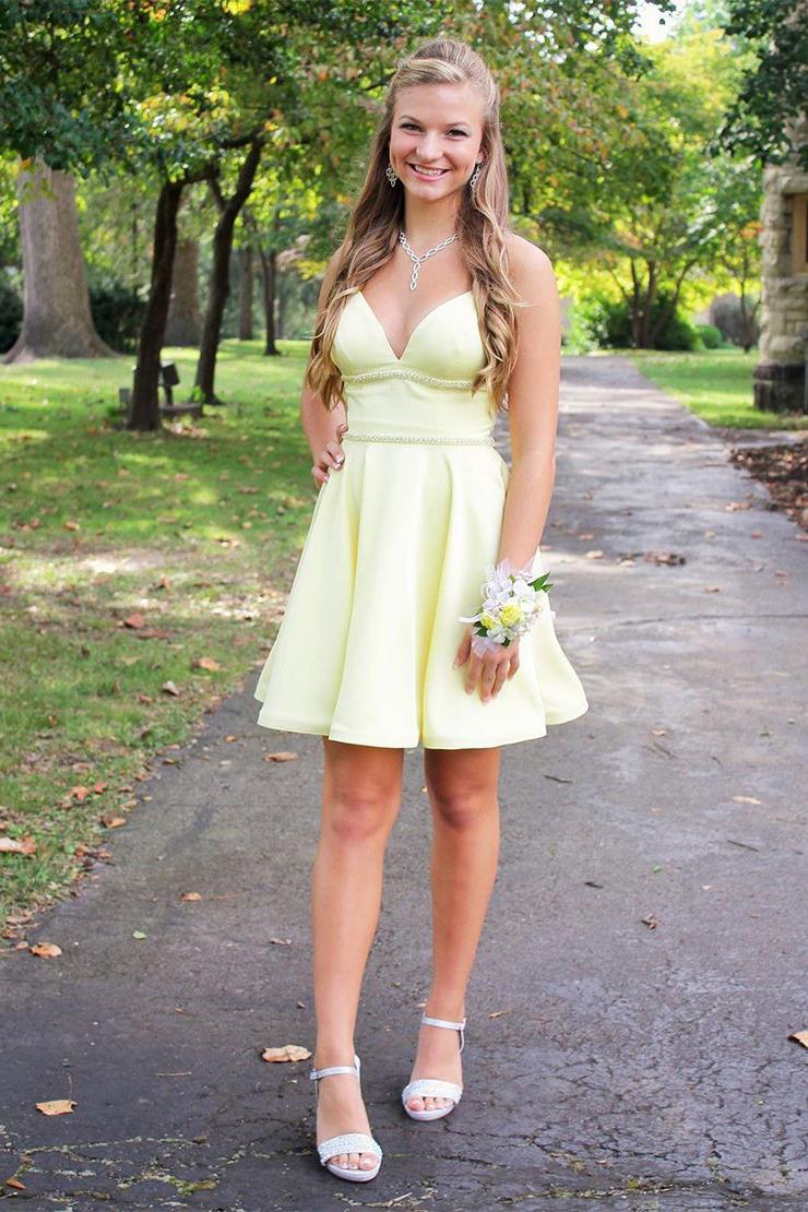 Elegant Daffodil A-line Satin Party Dress Homecoming Dress