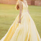 Yellow Sleeveless A Line Long Prom Dress PD1117