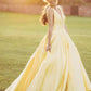 Yellow Sleeveless A Line Long Prom Dresses