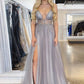 Chic A Line Beaded Long Prom Dress Sleeveless Evening Dress PD1107