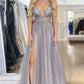 Chic A Line Beaded Long Prom Dress Sleeveless Evening Dress PD1107