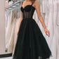 Cute Black Straps A Line Sleeveless Homecoming Party Dresses