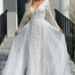 Mermaid V Neck Backless Long Sleeves Tulle Wedding Dress