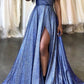 Spaghetti Straps Sexy A-line V Neck Long Prom Dresses Fashion Formal Dresses